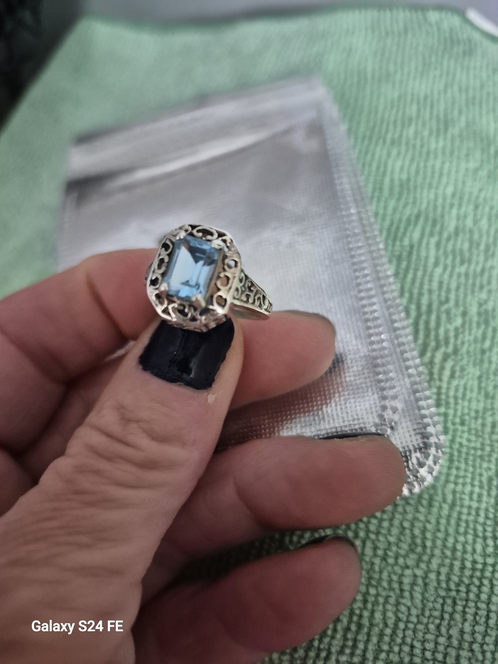 Victorian Blue Topaz Silver 925 Stamped Ring